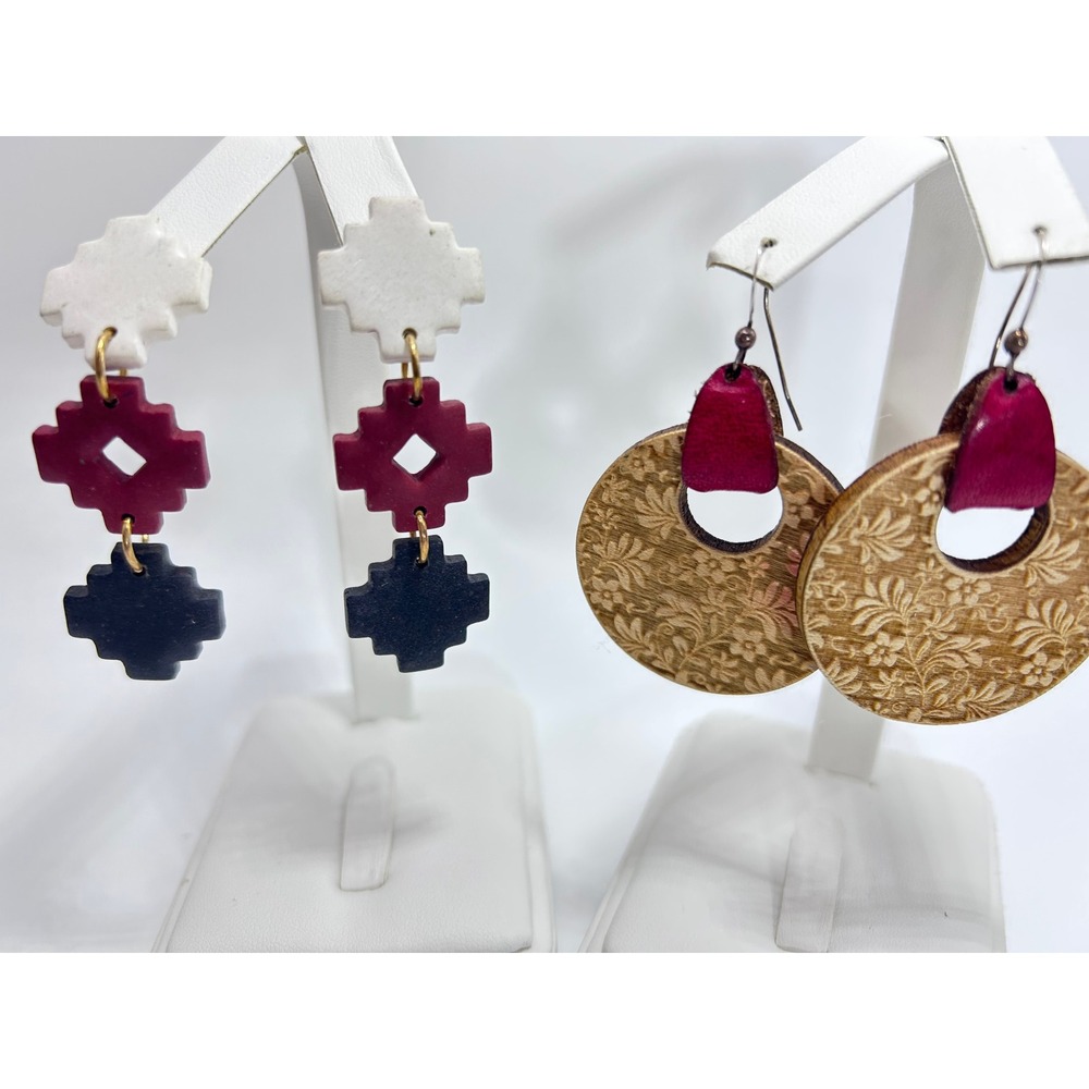 Earrings Bundle Unbranded Women OS Multicolor Good Boho Clay Wood Dangle Drop